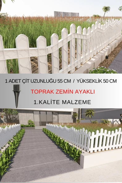 Dekoratif Plastik Bahçe ve Peyzaj Çiti 1 ADET ÇİT (Y: 50 CM / G: 55 CM) TOPRAK AYAKLI ürün görseli 1
