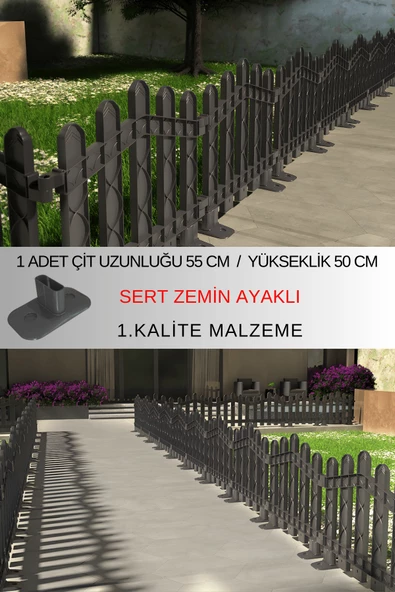 Dekoratif Plastik Alan Oluşturma ve Bahçe Çiti 1 ADET ÇİT (Y: 50 CM / G: 55 CM) SERT ZEMİN AYAKLI ürün görseli 1