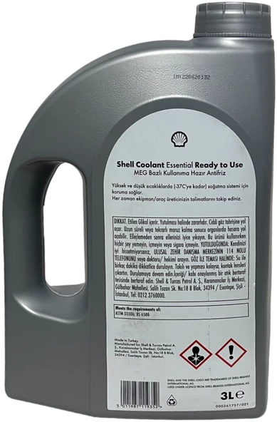 Shell Coolant Essential 4 Mevsimlik Mavi Antifriz 3 Litre - Resim 3