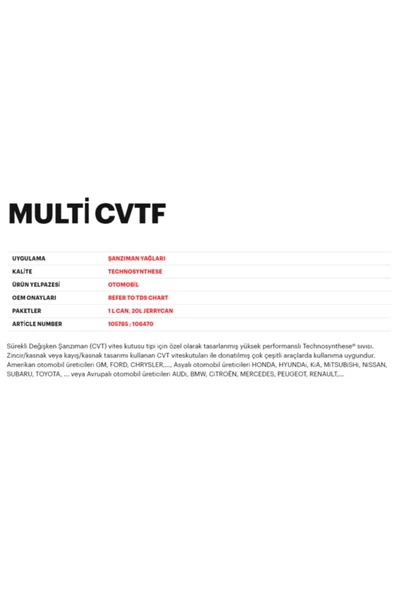 Motul Multi Cvtf Sentetik Şanzıman Yağı 1 L - Resim 2