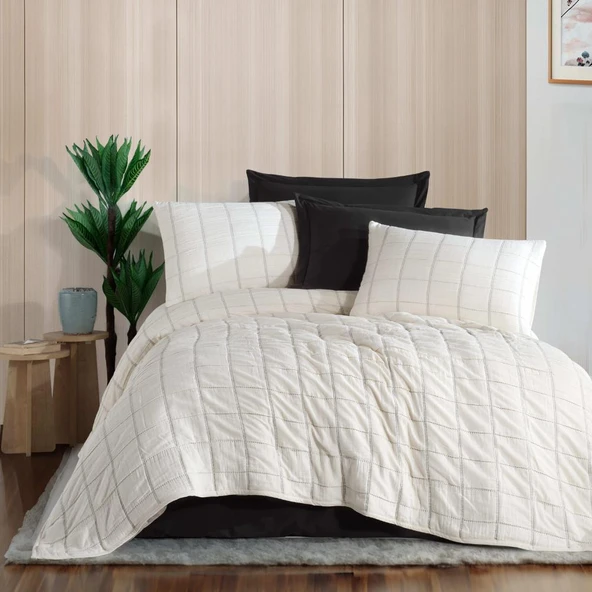 Zebra Casa Elisa Çift Kişilik 6 Parça Yatak Örtüsü Seti / Siyah ürün görseli 1