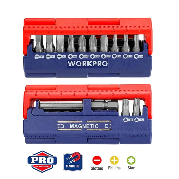 WORKPRO WP221062 13 Parça Manyetik CR-V Vidalama Bits Uç Seti ürün görseli 1