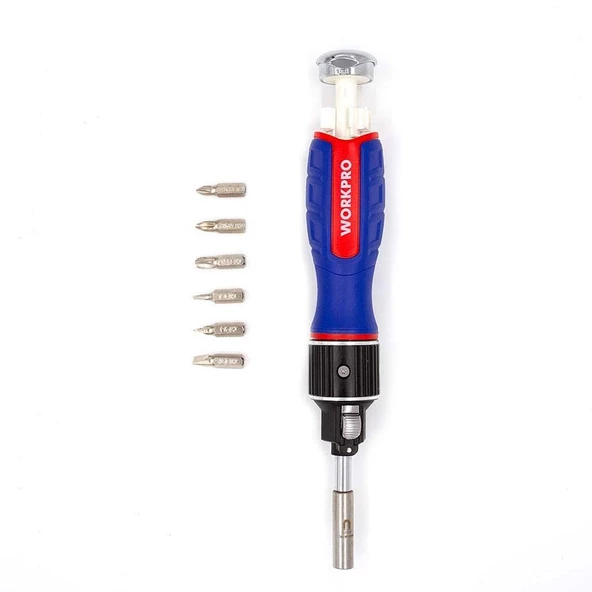 WORKPRO WP221069 6-IN-1 Profesyonel CR-V Cırcırlı Manyetik Tornavida Seti - Resim 2