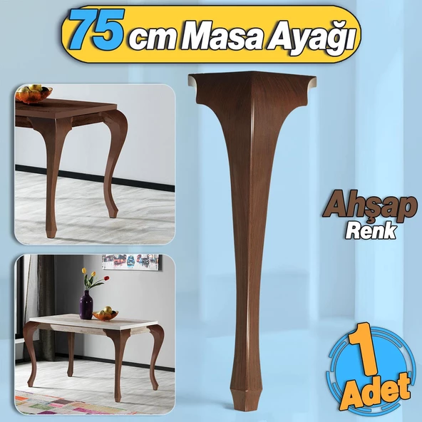 Lukens Masa Dresuar Ayağı 75 cm Plastik Ahşap Ayak Mutfak Yemek Masası Mobilya Ayakları Kahverengi ürün görseli 1
