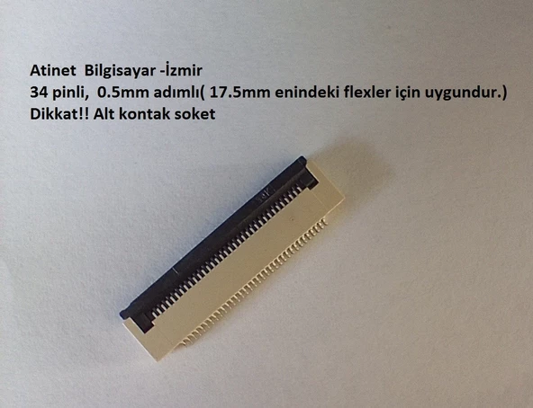 34 Pin 0.5 Adımlı Flex Soketi. Flex Ffc Konnektörü 34-0.5-Alt ürün görseli 1