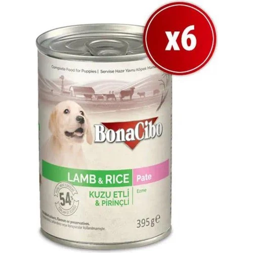 BonaCibo Ezme Kuzu Etli Pirinçli Yaş Yavru Köpek Maması 400 gr x 6 Adet ürün görseli 1