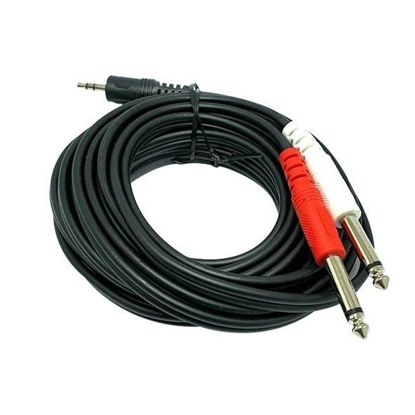 Powermaster PM-13934 3.5 Mm Stereo Erkek - 2X6.3 Mm Mono Erkek Ses Kablosu (5 Metre) ürün görseli 1
