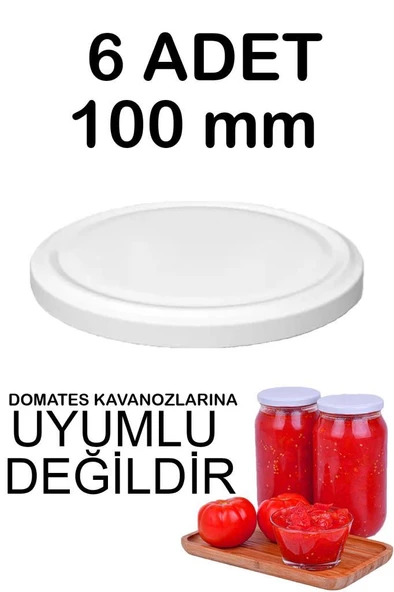 6 Adet 10cm Metal Kavanoz Kapağı Beyaz ürün görseli 1