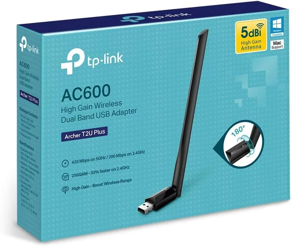 TP-Link Archer T2U Plus 600 Mbps Kablosuz Ağ Adaptörü ürün görseli 1