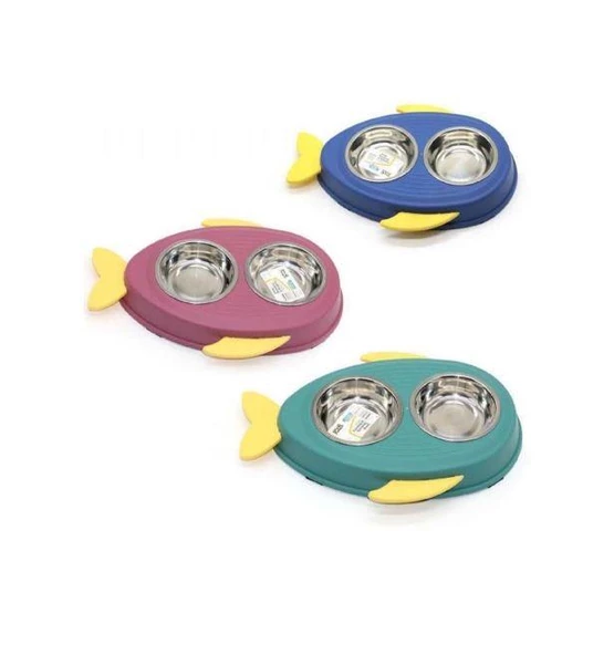 10230-ALLY PAWS YÜZGEÇLİ İKİLİ MAMA KABI 2X150ML ürün görseli 1