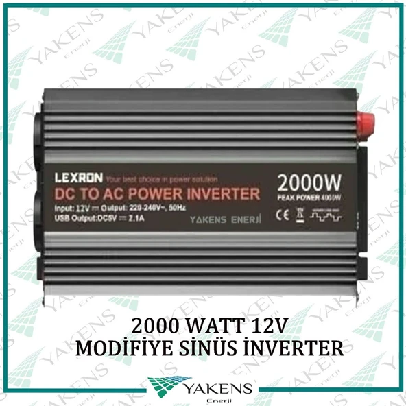 2000 Watt 12V Modifiye Sinüs İnverter ürün görseli 1