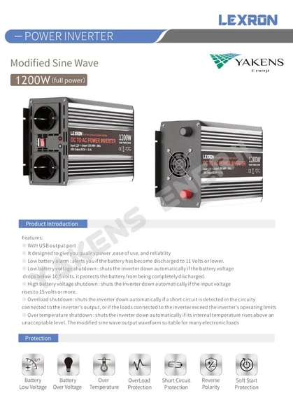 1200 Watt 24V Modifiye Sinüs İnverter Lexron - Resim 3