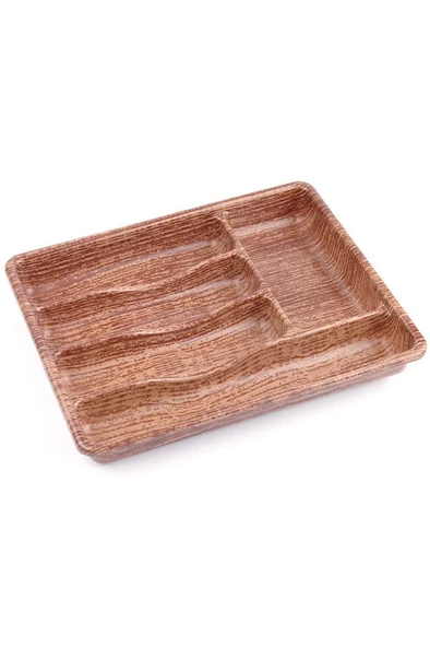 Plastik 5 Bölmeli Kahverengi Çekmece İçi Kaşıklık Organizer Düzenleyici 36CM×29CM ürün görseli 1
