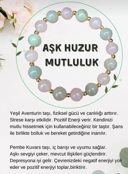 Pembe Kuvars ve Aventurin Doğaltaş Bileklik ürün görseli 1