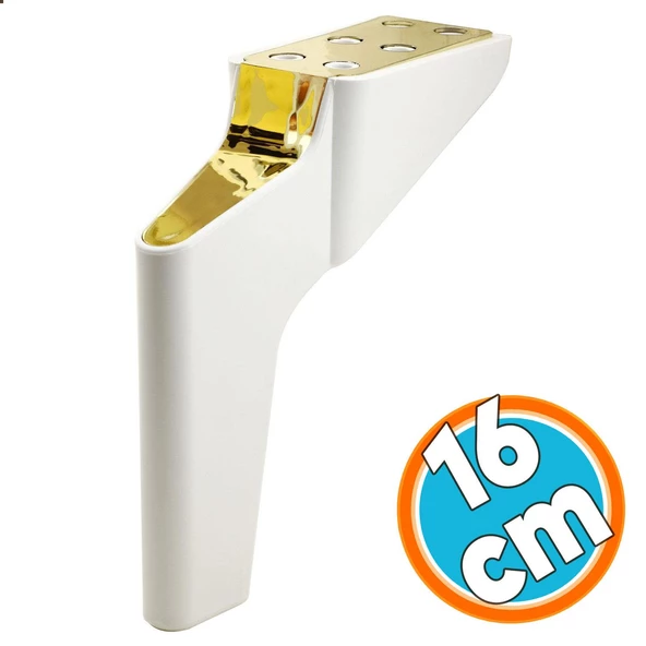 Mobilya Yükseltici Kanepe Sehpa TV Ünitesi Koltuk Ayağı 16 cm Beyaz Gold Baza Ayak ürün görseli 1