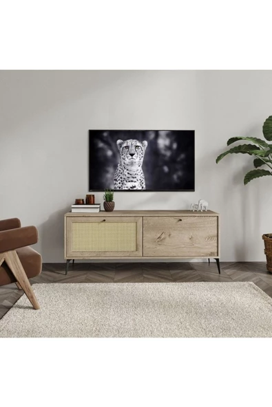 ROSEPAL Diamond 2 Bölmeli Hazeran Kapak Detaylı Meşe Tv Ünitesi ürün görseli 1