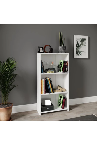 ROSEPAL Mobilya Micro Dekoratif Beyaz 3 Raflı Kitaplık ürün görseli 1