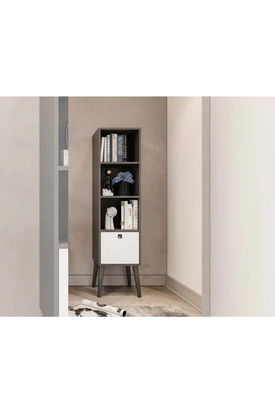 ROSEPAL MAJOR ANRASİT-BEYAZ KİTAPLIK ürün görseli 1