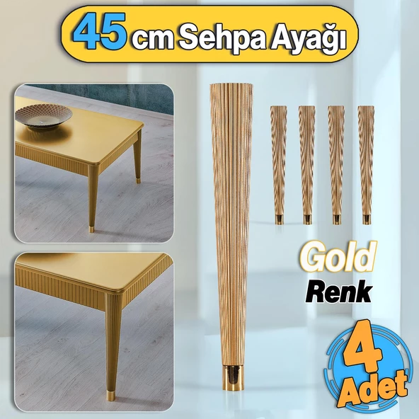 Plastik Altın Renk Suit Sehpa Ayağı 45 cm Ayak 4 Adet Mutfak Yemek Masası Mobilya Ayak Zigon Gold ürün görseli 1