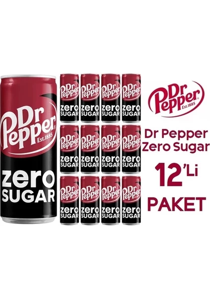 Dr Pepper Zero Sugar 330ml 12 li Paket ürün görseli 1