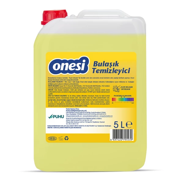 ONESİ ELDE BULAŞIK TEMİZLEYİCİ 5 LT ürün görseli 1
