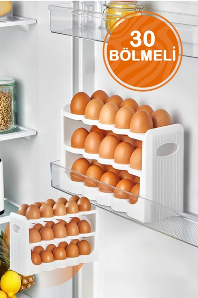 Mithra Life 3 Katlı 30 Bölmeli Buzdolabı İçi Yumurtalık Organizeri MIT1094 ürün görseli 1