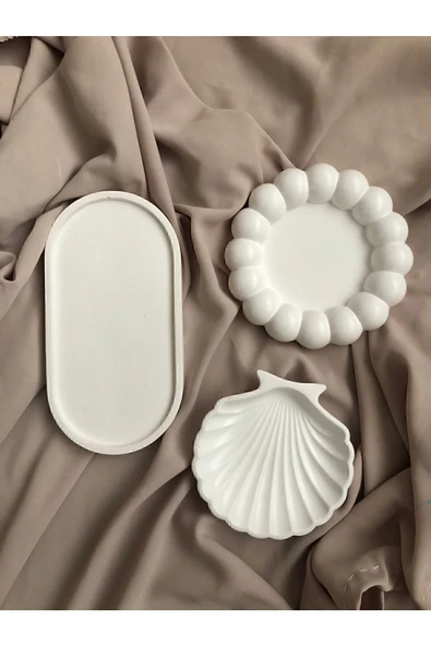 Dekoratif Tabak 3’lü Oval & Baloncuk Set ürün görseli 1