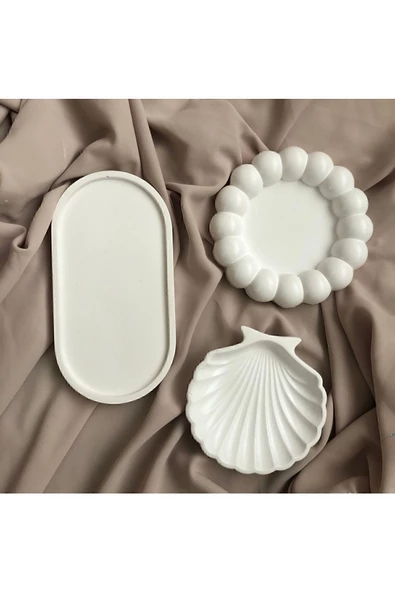 Dekoratif Tabak 3’lü Oval & Baloncuk Set - Resim 3