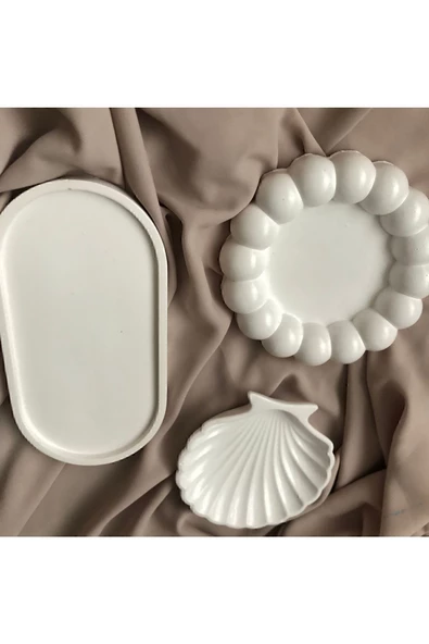 Dekoratif Tabak 3’lü Oval & Baloncuk Set - Resim 4