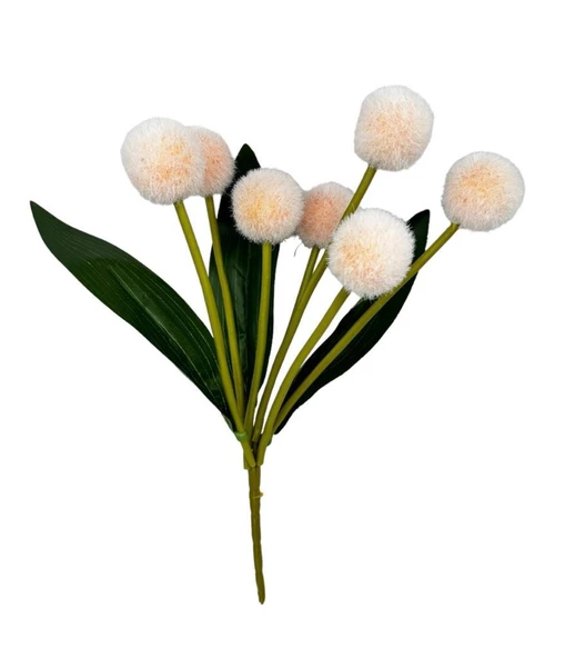 Nettenevime Yapay Çiçek Şampanya Rengi Pompon Çiçeği Dekoratif Yapay Çiçek 7 Toplu 30*20cm ürün görseli 1