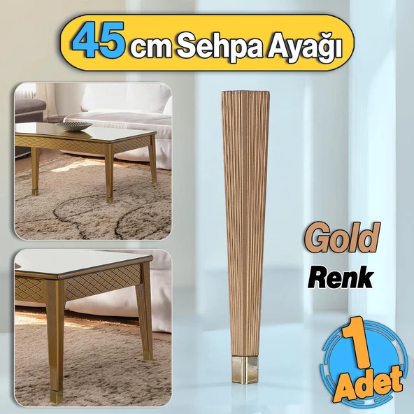 Elit Plastik Sehpa Ayağı 45 cm Mobilya Ayak Zigon Gold Altın Renk Ayak Mutfak Yemek Masası 1 Adet ürün görseli 1