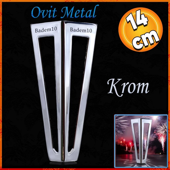 Ovit Açık Koltuk Baza Puf Sehpa Kanepe Tv Ünite Masa Mobilya Ayağı Ayakları Metal Ayak 14 Cm Krom ürün görseli 1