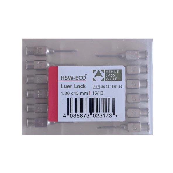 HENKE - ENJEKTÖR İĞNE UCU ÇELİK 1.30 X 15MM LUER LOCK 15/13 1 PAKET (12 ADET) ürün görseli 1