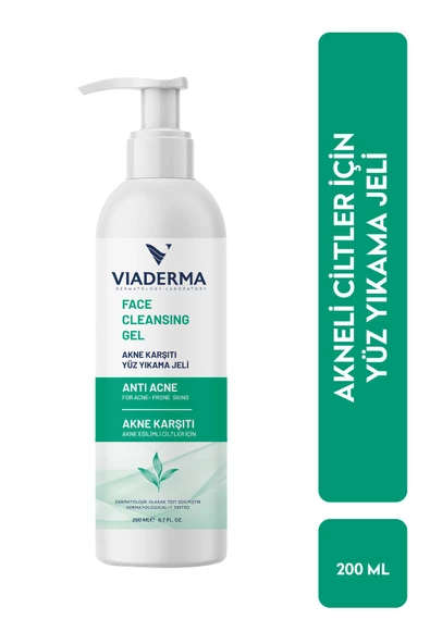 VİADERMA Akne Karşıtı Yüz Yıkama Jeli 200 ml - Peeling Salisilik Asit Yağ Dengesini Eşitler Karma ürün görseli 1