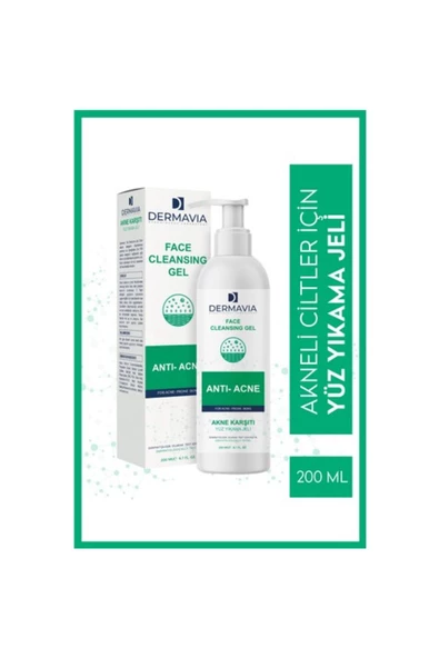DERMAVİA Akne Karşıtı Yüz Yıkama Jeli 200 ml - Peeling Salisilik Asit Yağ Dengesini Eşitler Zinc ürün görseli 1
