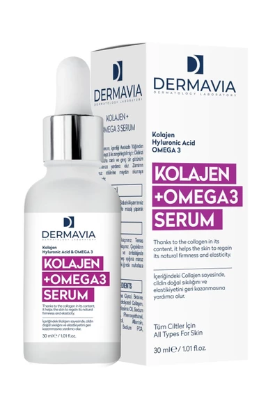 DERMAVİA Kolajen & Omega3 Kırışıklık Karşıtı Serum 30 ml Genç Görünüm Cildi Besler ürün görseli 1