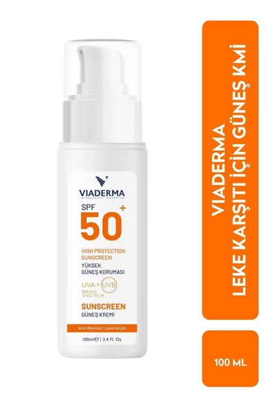 VİADERMA SPF 50 Leke Karşıtı Yüz ve Vücut Koruma Güneş Kremi 100 ml - Tüm Ciltler Suya Dayanıklı ürün görseli 1