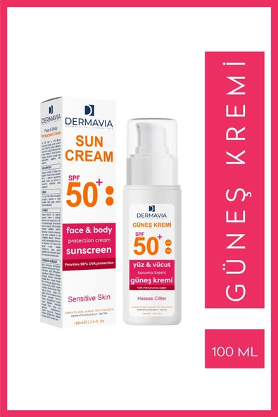 DERMAVİA Spf 50 Yüz Ve Vücut Koruma Güneş Kremi Hassas Ciltler 100 ml ürün görseli 1