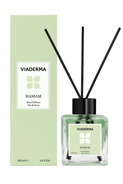 VİADERMA Kare Şişe Hamam Esansı Bambu Çubuklu Oda Kokusu 100 ml ürün görseli 1