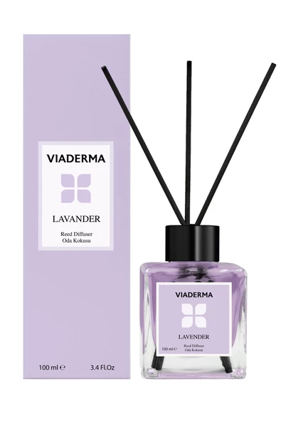 VİADERMA Kare Şişe Lavanta Esanslı Bambu Çubuklu Oda Kokusu 100 ml ürün görseli 1