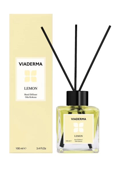 VİADERMA Kare Şişe Limon Esansı Bambu Çubuklu Oda Kokusu 100 ml ürün görseli 1