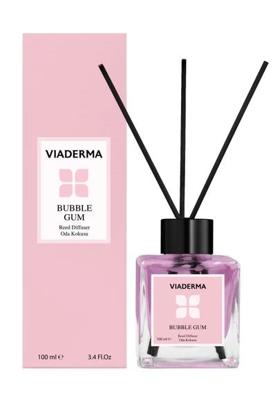 VİADERMA Kare Şişe BubbleGum Esansı Bambu Çubuklu Oda Kokusu 100 ml ürün görseli 1
