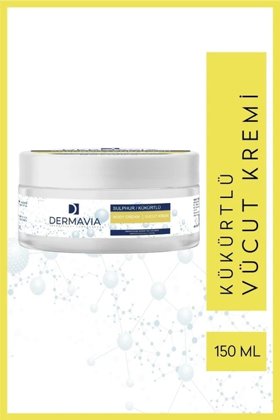 DERMAVİA Kükürtlü Vücut Kremi 150 ml Lekeli Cilt Uyuz, Akne & Egzamaya Karşı Krem Sebum Dengeleyici ürün görseli 1