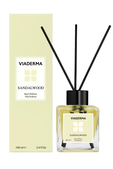 VİADERMA Kare Şişe Sandal Ağacı Bambu Çubuklu Oda Kokusu 100 ml ürün görseli 1