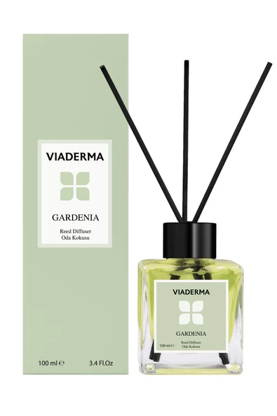 VİADERMA Kare Şişe Gardenya Esansı Bambu Çubuklu Oda Kokusu 100 ml ürün görseli 1