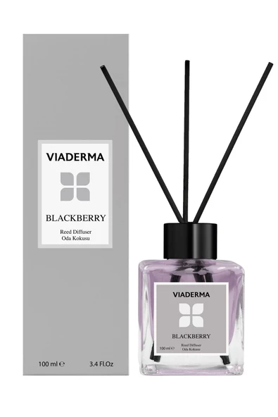 VİADERMA Kare Şişe Böğürtlen Esansı Bambu Çubuklu Oda Kokusu 100 ml ürün görseli 1