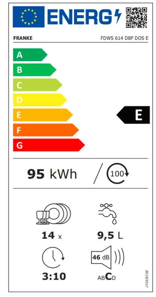Franke FDWS 614 D8P DOS E 8 Programlı Ankastre Bulaşık Makinesi - Resim 3