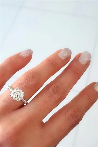 Sky Diamond Taşlı 925Ayar Gümüş İce Cut Burgu Taş Detaylı Tek Taş Yüzük ürün görseli 1