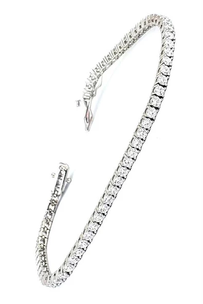 Pırlanta Parlaklığında Swarovski Taşlı 925Ayar Gümüş Su Yolu Bileklik ürün görseli 1