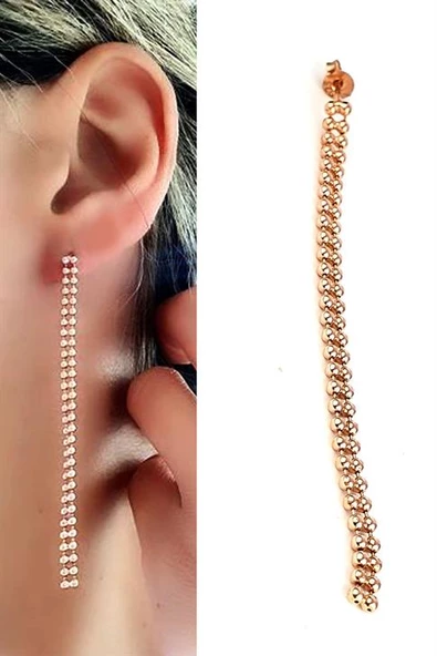 925Ayar Gümüş Trend Rose Altın Kaplama Tek Küpe ürün görseli 1